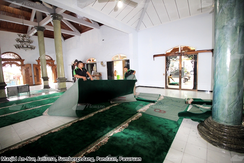 karpet masjid hijau, pandaan, pasuruan