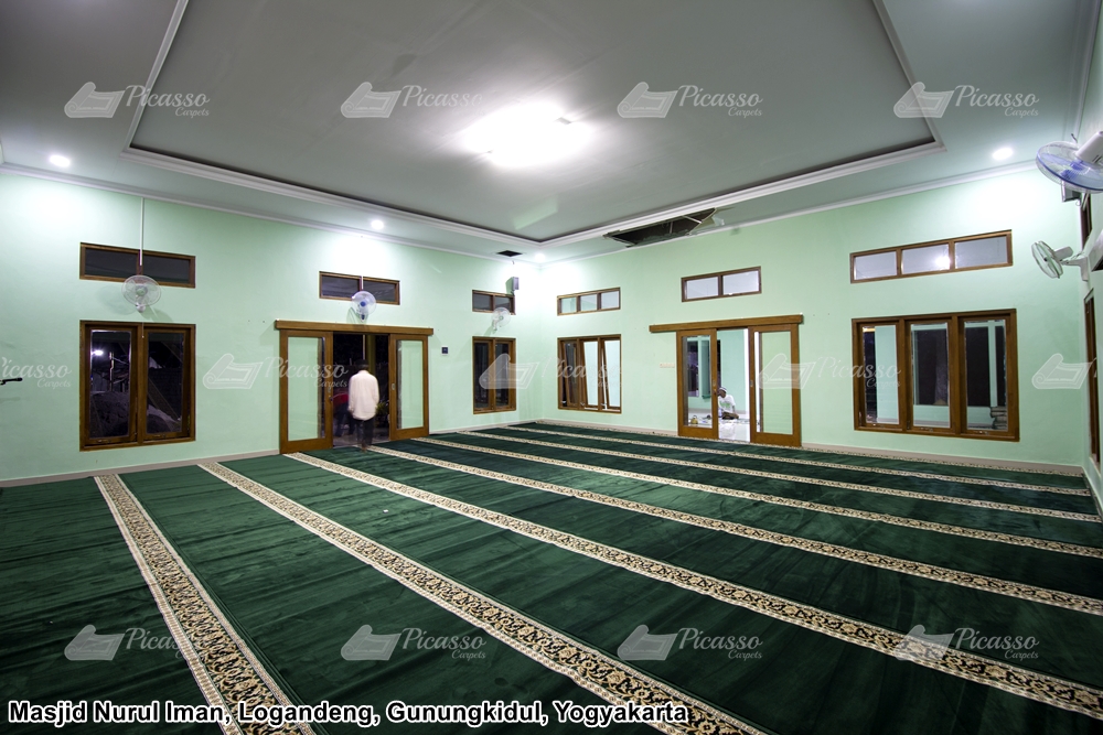 karpet masjid minimalis hijau emas