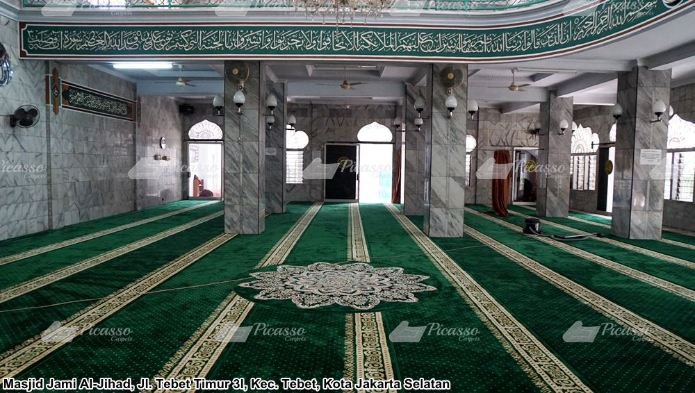 karpet masjid hijau minimalis maskot teratai